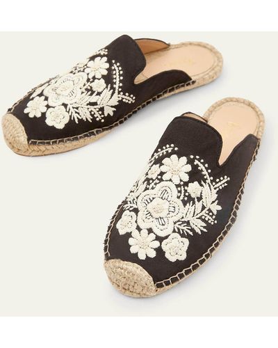 Boden Embroidered Mule Espadrilles Embroidery - Black