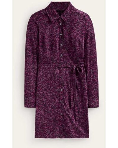 Boden Jessie Jersey Shirt Dress Damson Berry, Animal Spot - Purple