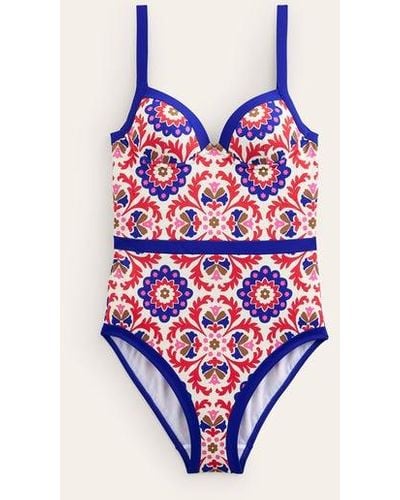 Boden Color Pop Cup Size Swimsuit Rubicondo, Mosaic Bloom - Pink