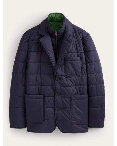 Boden Quilted Padded Blazer - Blue
