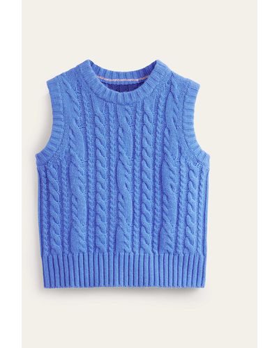 Boden Cable Crew Neck Tank - Blue