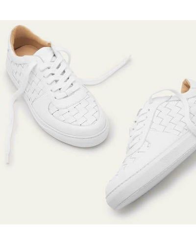 Boden Lace Up Leather Sneakers - White