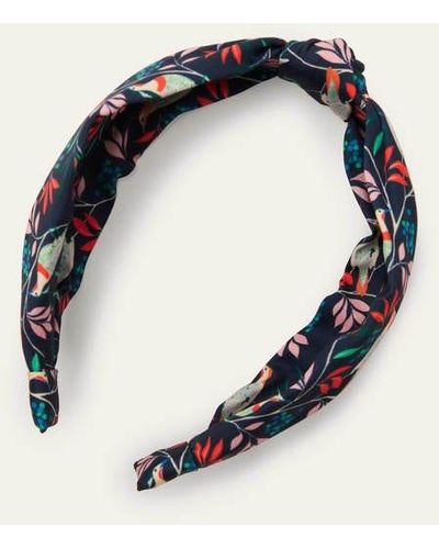 Boden Knotted Headband French Navy, Berry Bird - Blue