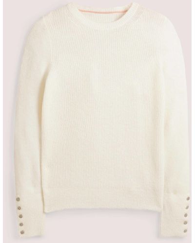 Boden Jewel Button Fluffy Sweater - Natural
