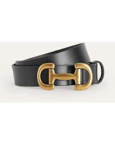 Boden Iris Snaffle-trim Leather Belt - Black
