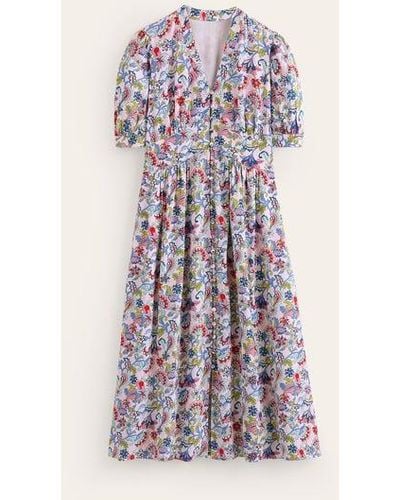 Boden Elsa Midi Tea Dress Marshmallow, Botanical Bunch - Multicolor