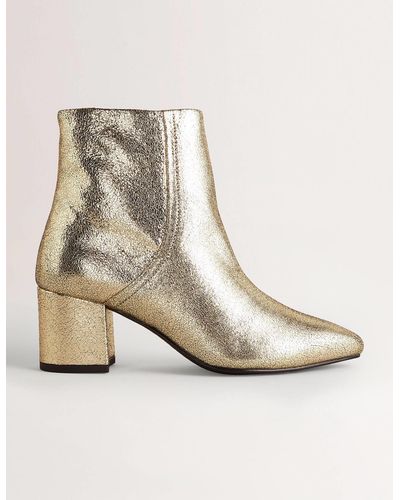 Boden Metallic Leather Ankle Boots - Natural