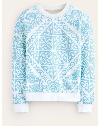 Boden Hannah Printed Sweatshirt Ivory, Mosaic Terrace - Blue