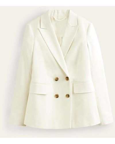 Boden Double Breasted Twill Blazer - Natural