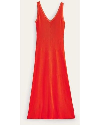 Boden V-neck Knitted Maxi Dress - Red
