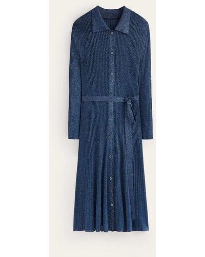 Boden Faye Sparkle Knitted Dress - Blue