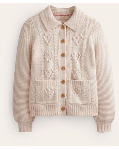 Boden Chunky Bobble Heart Cardigan - Natural