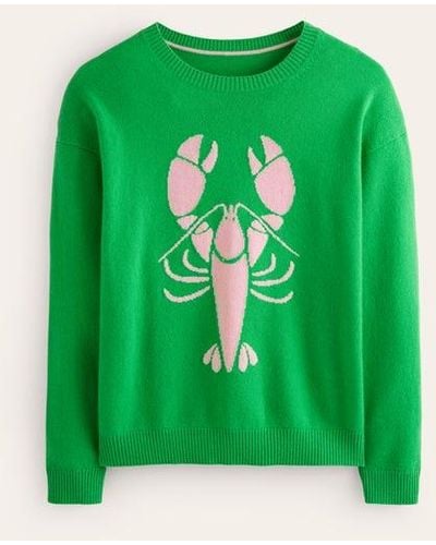 Boden Lydia Cashmere Sweater Bright Green, Lobster