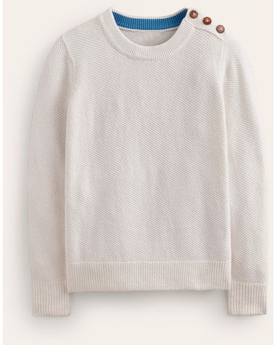 Boden Button Detail Stitch Jumper - Natural