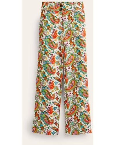 Boden Westbourne Linen Pants Ivory, Paisley Azure - White