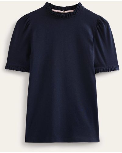 Boden Superweiches t-shirt mit rüschendetail - Blau