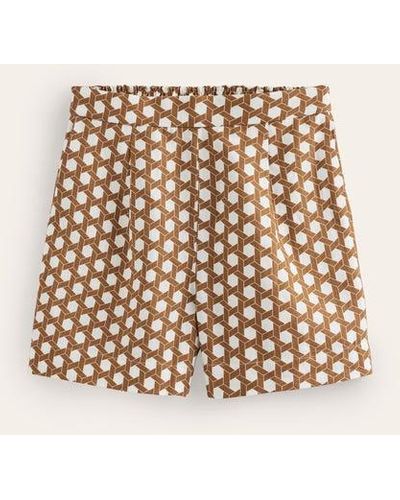 Boden Hampstead Linen Shorts Rubber, Honeycomb Geo - Natural