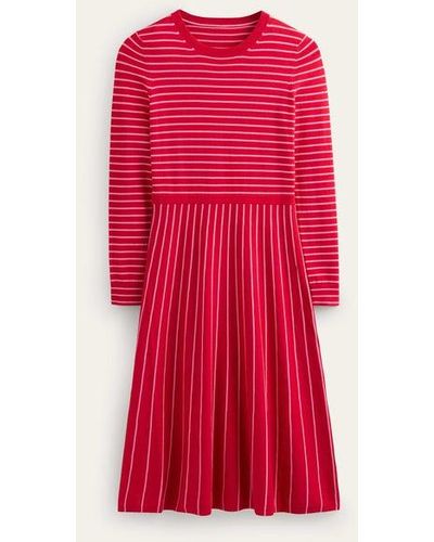 Boden Maria Knitted Midi Dress - Red