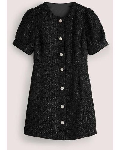 Boden Metallic Textured Mini Dress - Black