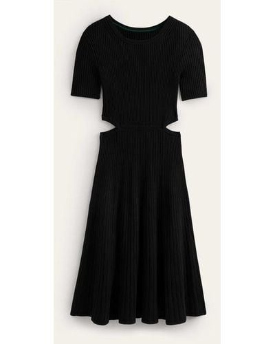 Boden Cut Out Knitted Midi Dress - Black
