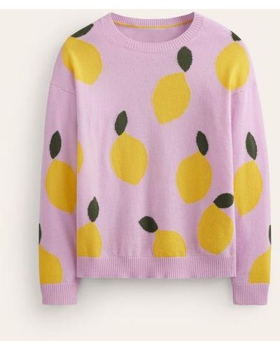 Boden Lydia Cashmere Sweater Soft Lavender, Lemons - Pink