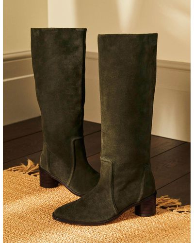 Boden Suede Knee High Boots Green
