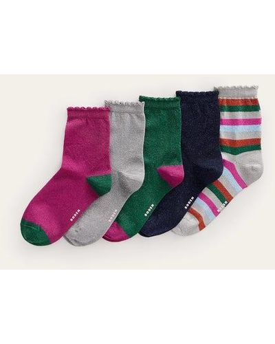 Boden 5-pack Sparkle Ankle Socks - Multicolor