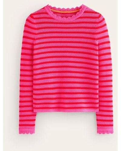 Boden Textured Scallop Sweater - Pink