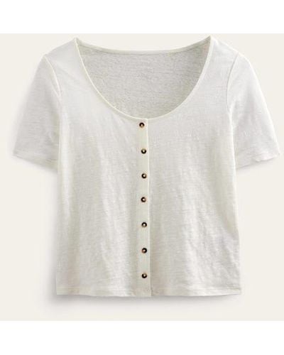 Boden Scoop Neck Linen T-shirt - White