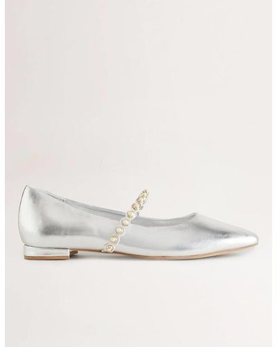 Boden Pearl Strap Ballerina Flats - White