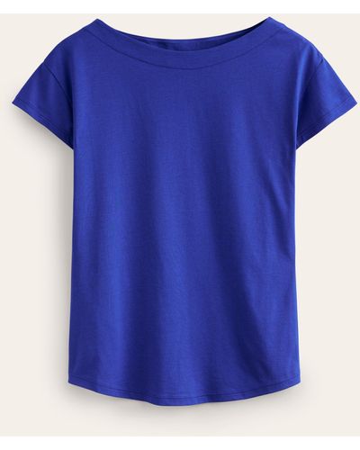 Boden Superweiches t-shirt mit u-boot-ausschnitt - Blau