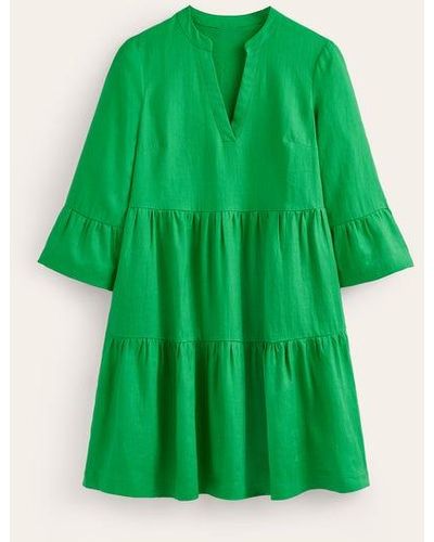 Boden Sophia Linen Short Dress - Green