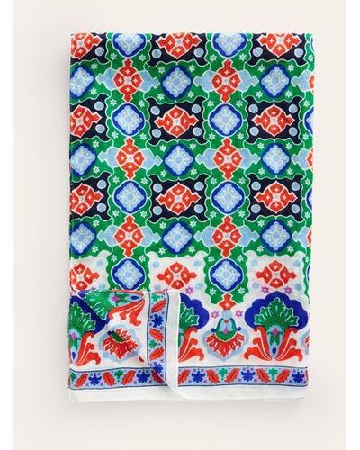 Boden Printed Sarong Scarf Multi, Coastal Tile - Blue