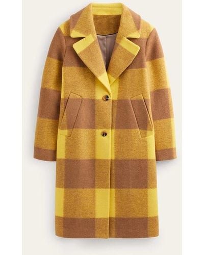 Boden Relaxed-fit Wool Checked Coat - Yellow