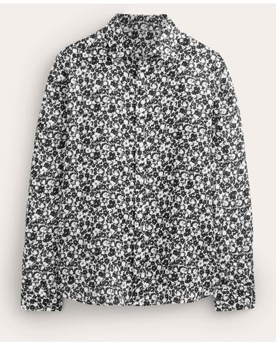 Boden Cutaway Collar Linen Shirt - Grey
