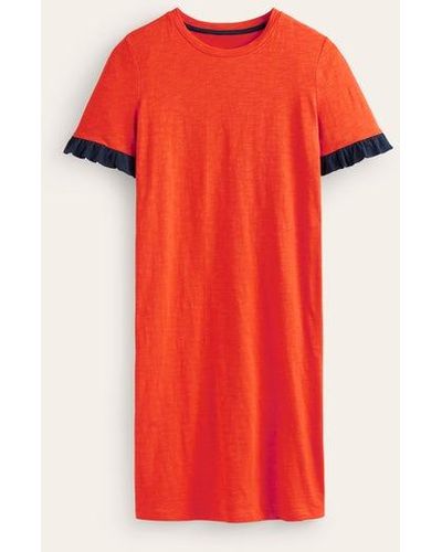 Boden Emily Ruffle Cotton Dress - Red