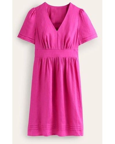 Boden Eve Linen Short Dress - Pink