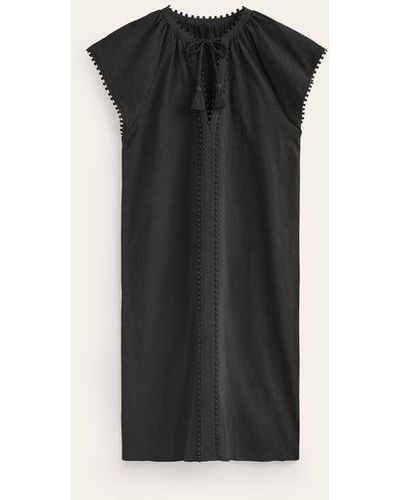 Boden Millie Pom Cotton Dress - Black