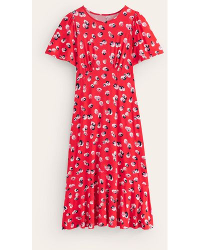 Boden Felicity Jersey Midi Tea Dress - Red