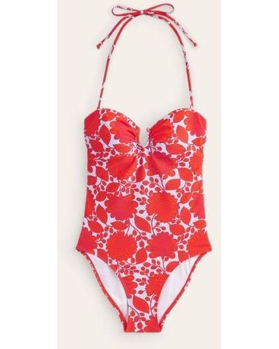 Boden U Bar Swimsuit Fire Cracker, Gardenia Swirl - Red