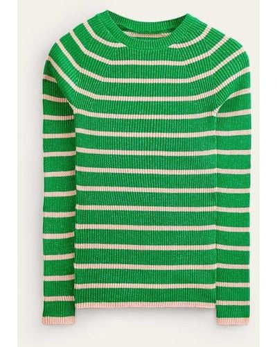 Boden Effie Sparkle Stripe Sweater Meadow Green, Chalky Pink