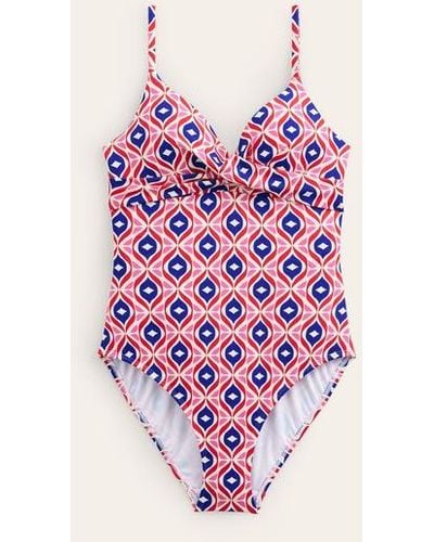 Boden Capri Cup-size Swimsuit Rubicondo, Diamond Wave - Pink