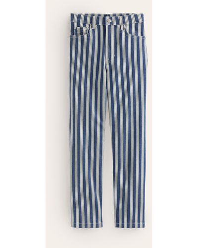 Boden Striped Straight Jeans - Blue