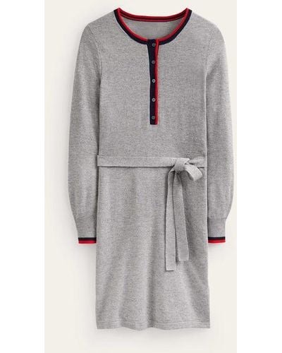 Boden Gemma Henley Knitted Dress - Gray