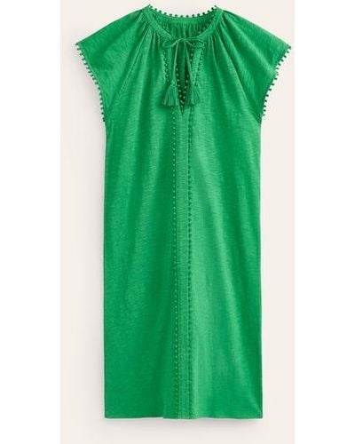 Boden Millie Pom Cotton Dress - Green