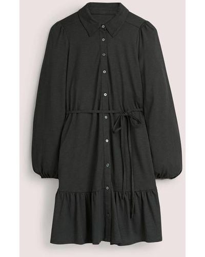 Boden Tiered Jersey Shirt Mini Dress - Black