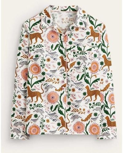Boden Cotton-sateen Pajama Shirt Ivory, Jungle Flora - Multicolor