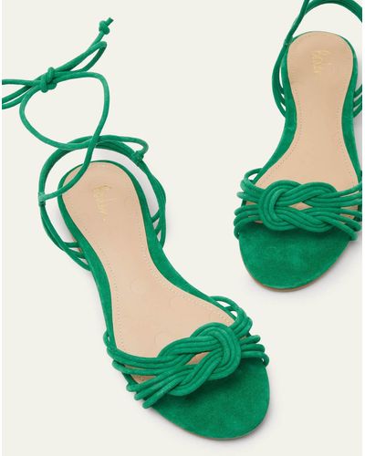 Boden Knot Detail Suede Flat Sandals Highland - Green