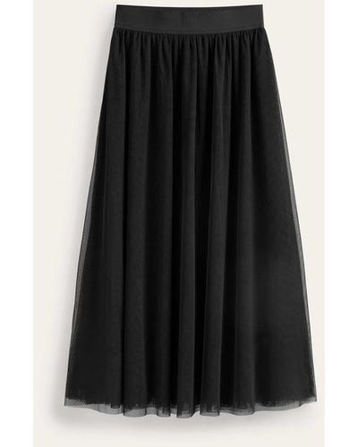 Boden Tulle Full Midi Skirt - Black