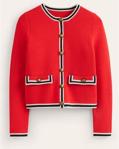 Boden Cropped Knitted Jacket - Red